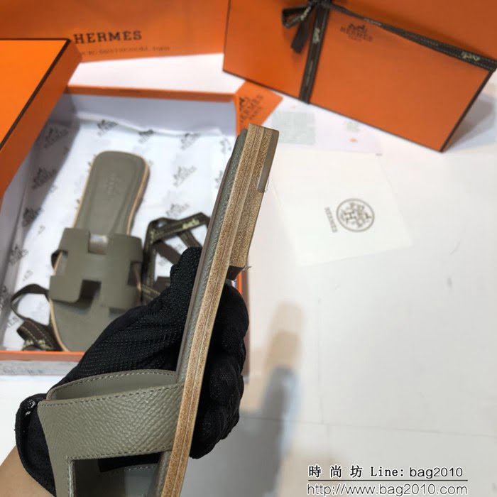 HERMES愛馬仕 頂級品質 2018手掌紋系列 貴婦拖鞋 休閒百搭款 真皮底女拖鞋  dsX1418